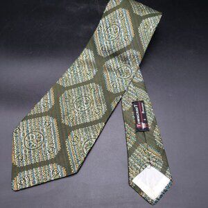Vintage Towncraft JCPenney Tie Green Blue Gold Geometric 56" x 4" Acetate Rayon